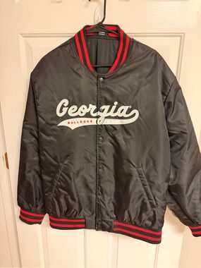 Georgia Bulldogs Men's Black Satin Bomber Jacket